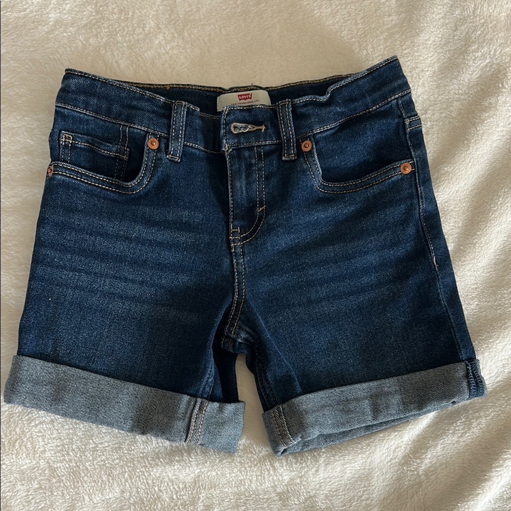 Like new Levi's Blue Jean Shorts with Rolled Hems for 8 year old girls